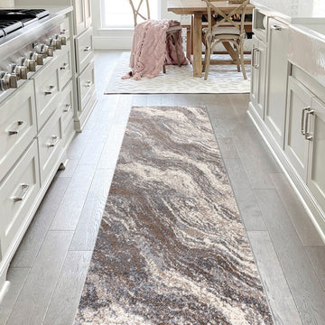 Kassia Contemporary Glam Abstract Marble Area Rug